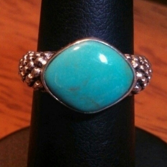 Sterling Silver real turquoise ring size 6.25 - Picture 3 of 5